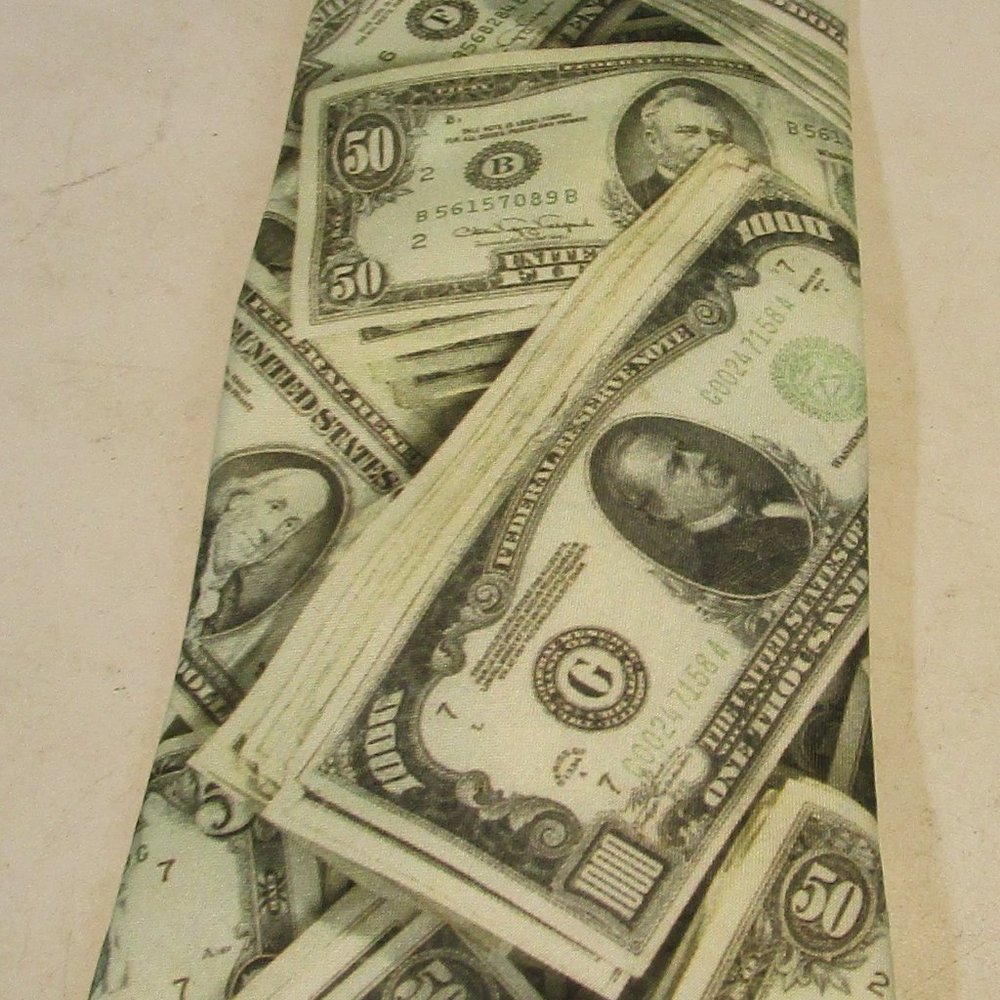 Vintage 1994 Ralph Marlin "US Money" Men's Neck Tie